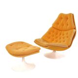 Fauteuil pivotant vintage Artifort F588 avec ottoman – Design Harcourt