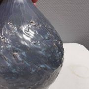 Pauline Toynbee vase, Textured Blue Crystal Glaze Organic Shape, 1980s