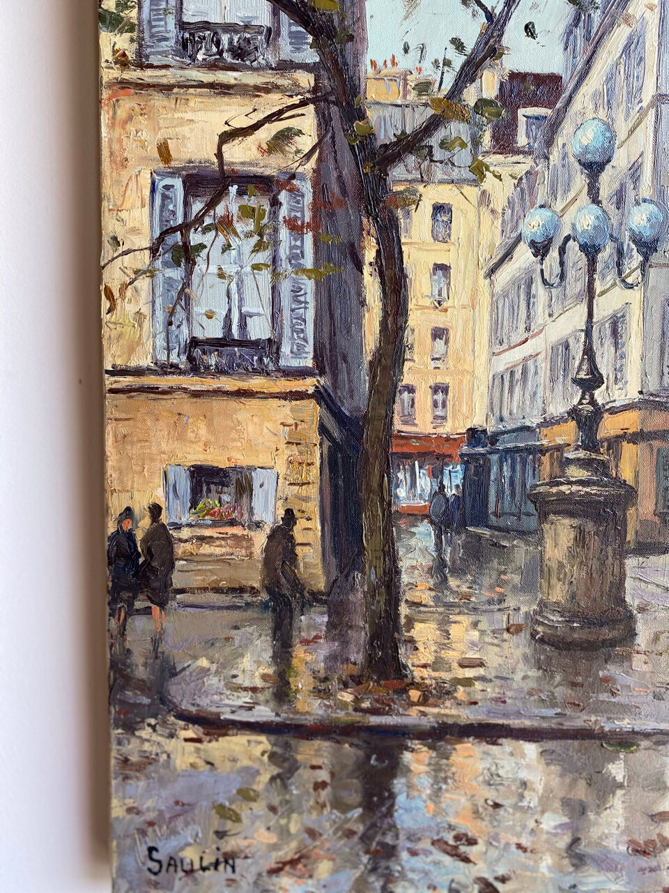 Ancient painting, Furstenberg Square, Paris, signed Saulin, 20th century