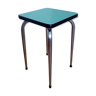 Formica square stool and chrome metal water green tapered feet