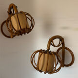 Appliques Louis Sognot bambou années 60