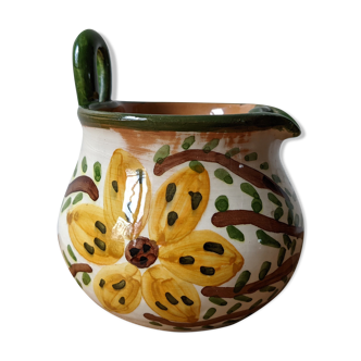 Yellow and green flowery milk pot