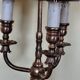 three-light candelabra lamp in metal and gilded brass, bouillotte lamp
