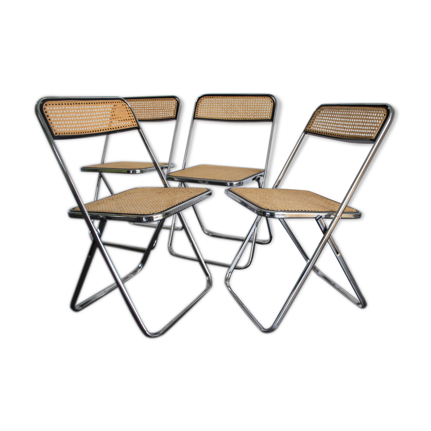 Set of 4 folding cane chairs