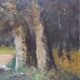 Old painting, oil on canvas representing a forest scene, early twentieth century