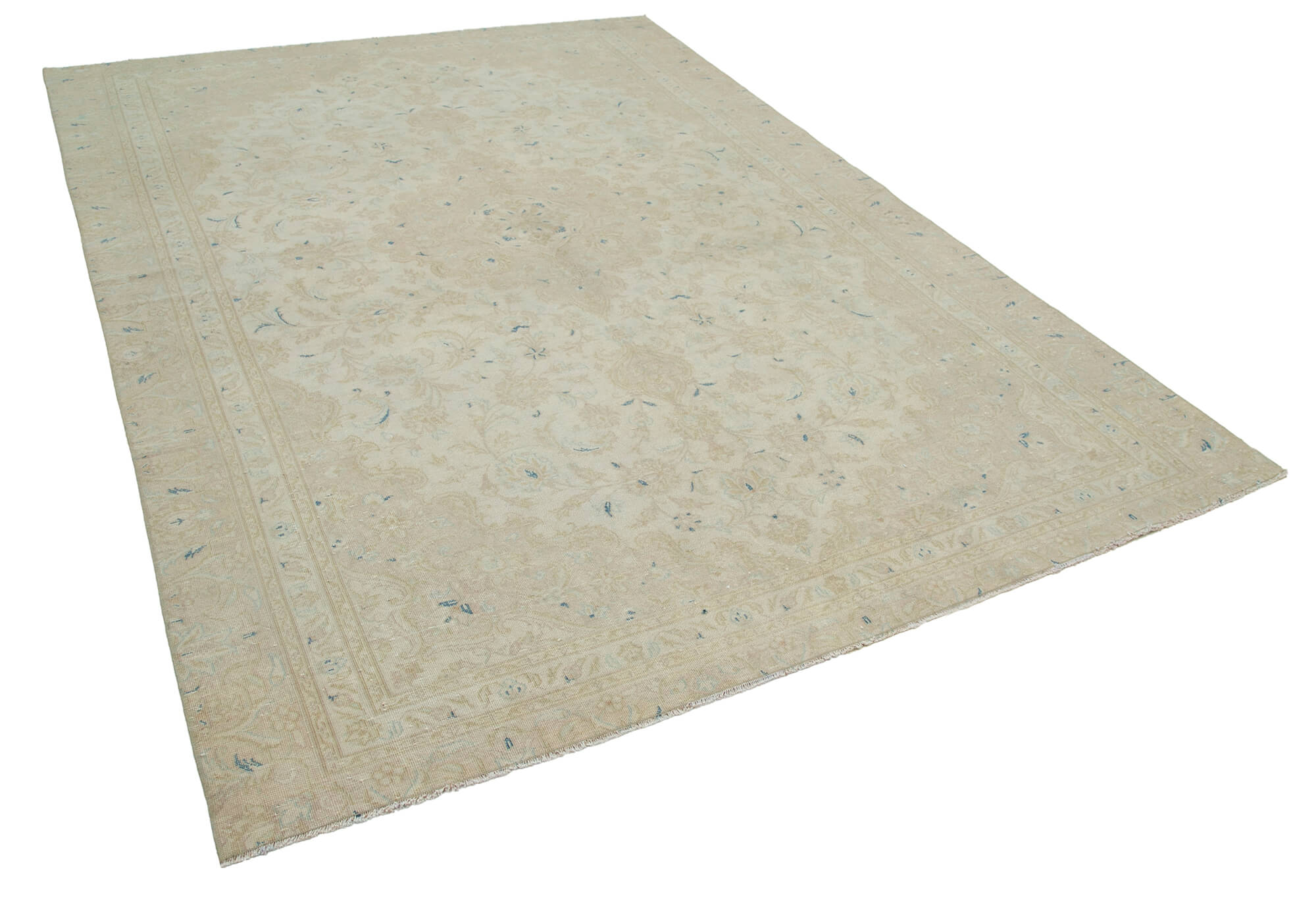 Hand-Knotted Persian Vintage 205 cm x 295 cm Beige Wool Rug