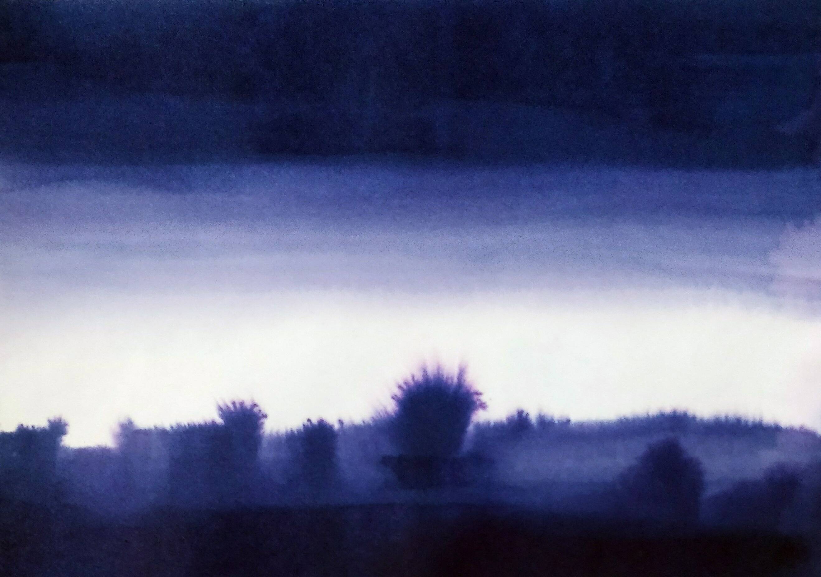 Blue landscape in ink 4