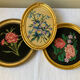 Set of 3 round frames with cross-stitch flowers