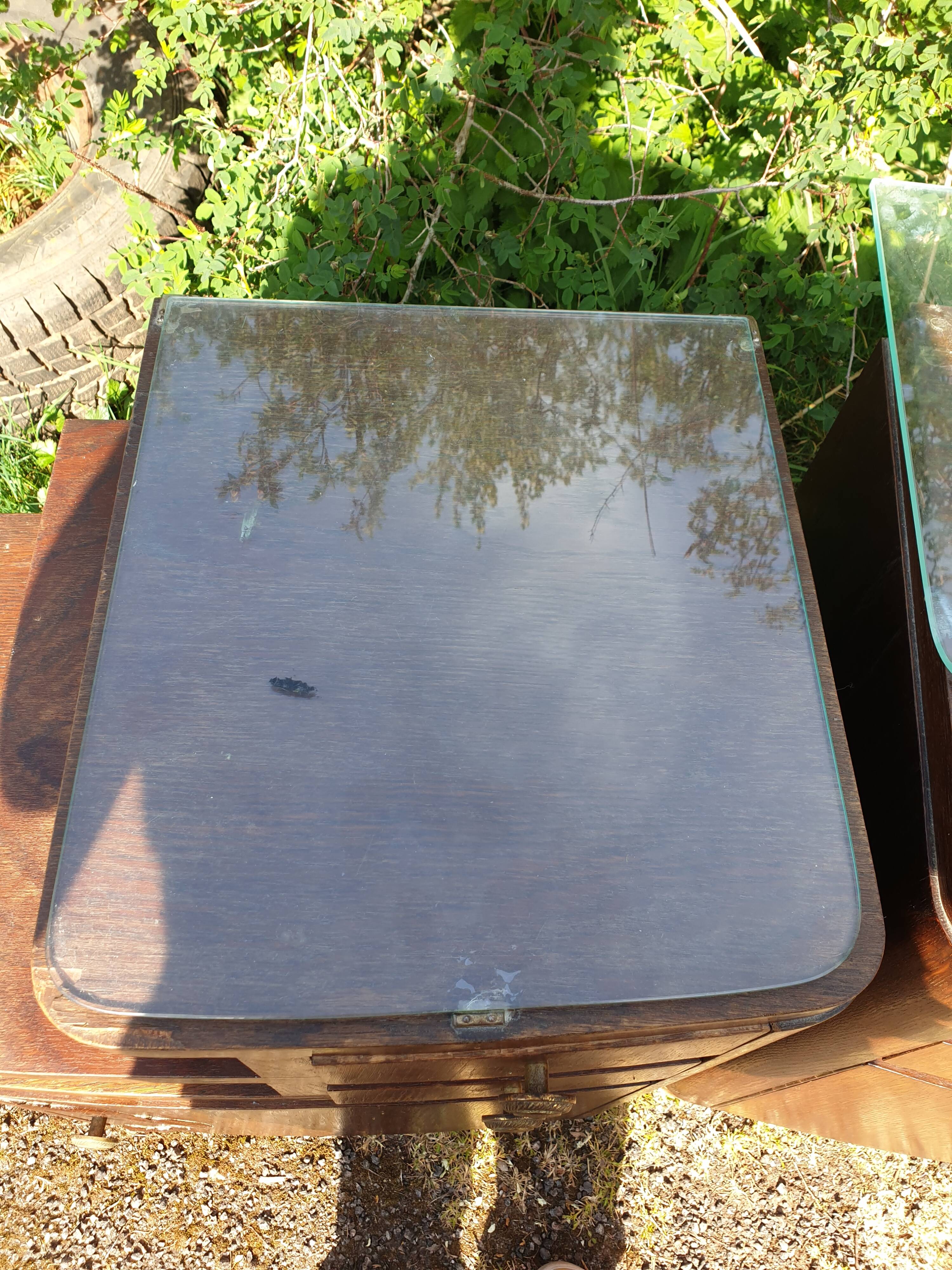 pair of art DECO oak bedside table