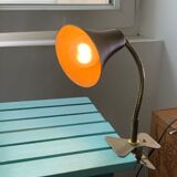 Vintage beige metal clip lamp working condition original electrification