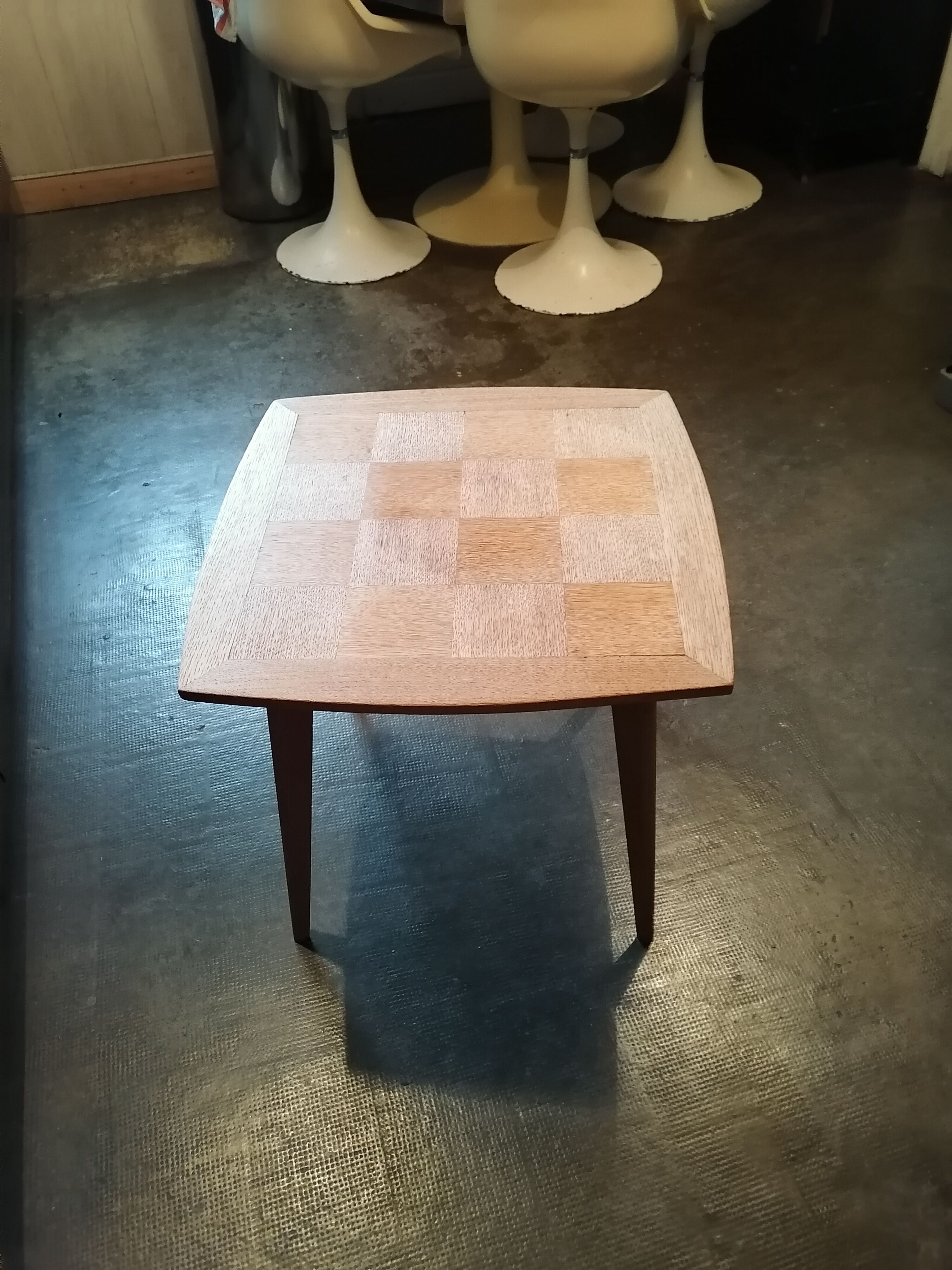 Coffee table wood marquetry 1950 60