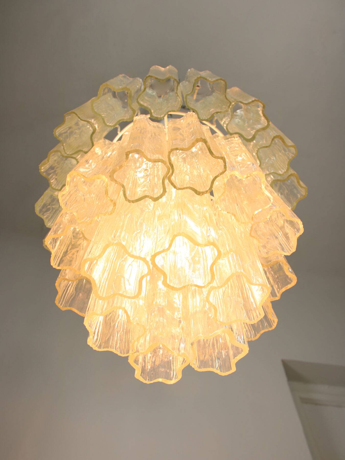 Large Mid-century Italian Glass Cascade Chandelier