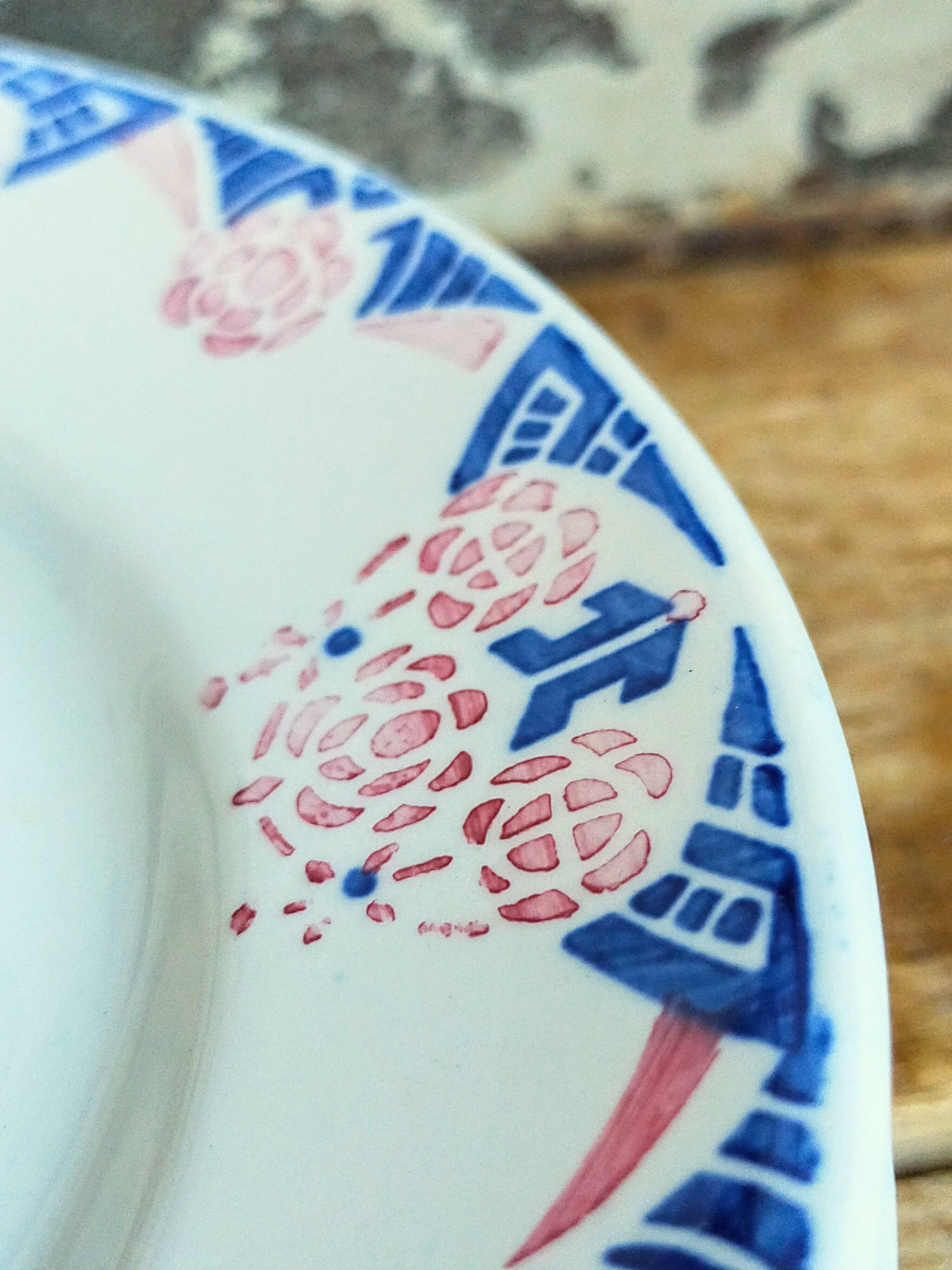 Nine Sarreguemines earthenware dessert plates, Brunoy service, 1940s