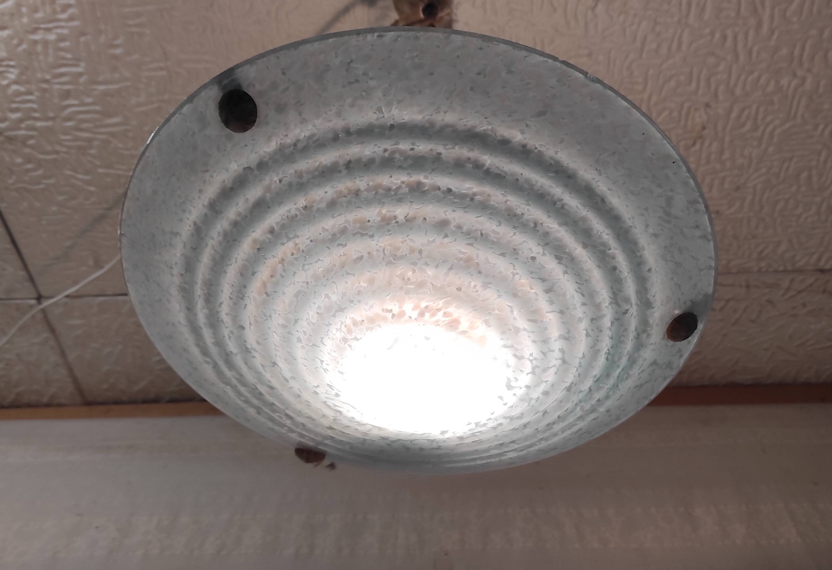 Art Deco pendant light in light blue Clichy glass - 1930s/40s