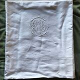Draps ancien monogramme en broderie blanche