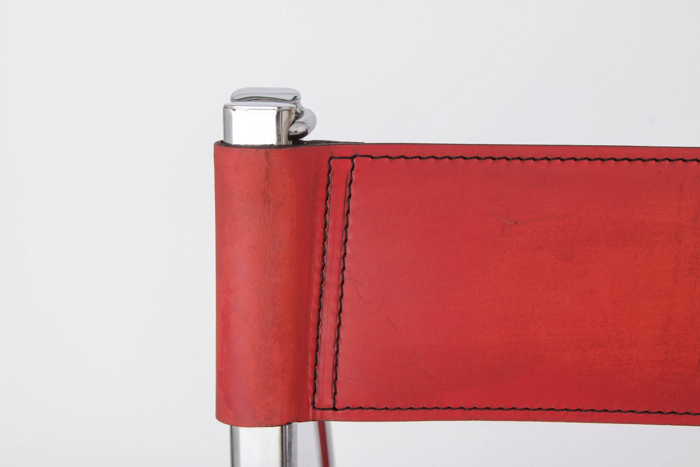 Tamara Folding Chair by Arrben Italy 1970s | Chrome Frame & Red Leather |
