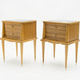 Paire de chevets en sycomore laiton 1950
