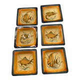 Set 6 hollow plates, glazed terracotta, France