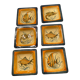 Set 6 hollow plates, glazed terracotta, France