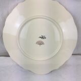 Plat rond ancien avec anses, porcelaine couleur ivoire et or, made in France Sarreguemines Digoin