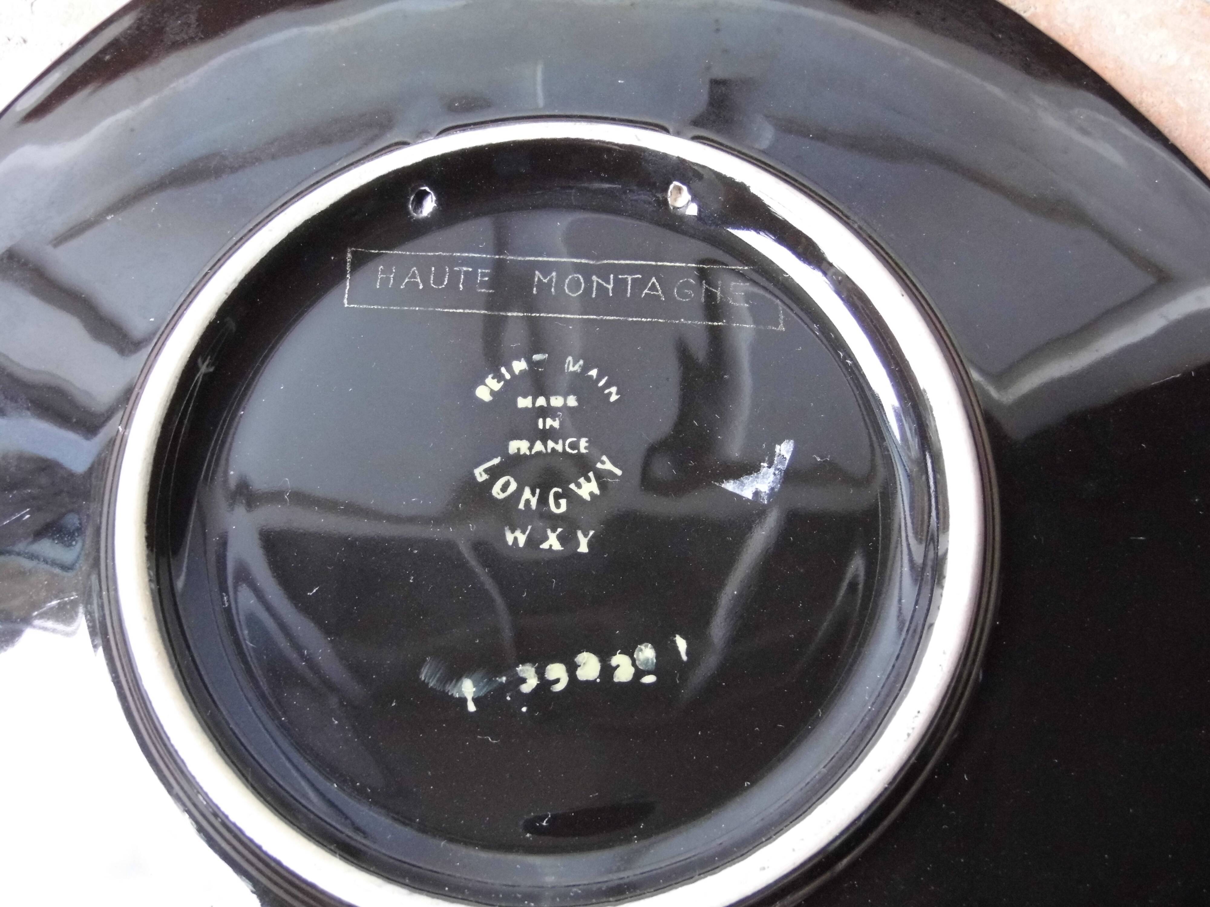 Assiette en faïence émaux de Longwy décor de montagne et chalet, années 60/70 Vintage