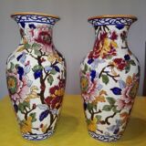 Pair of Gien vases model Peonies in perfect condition