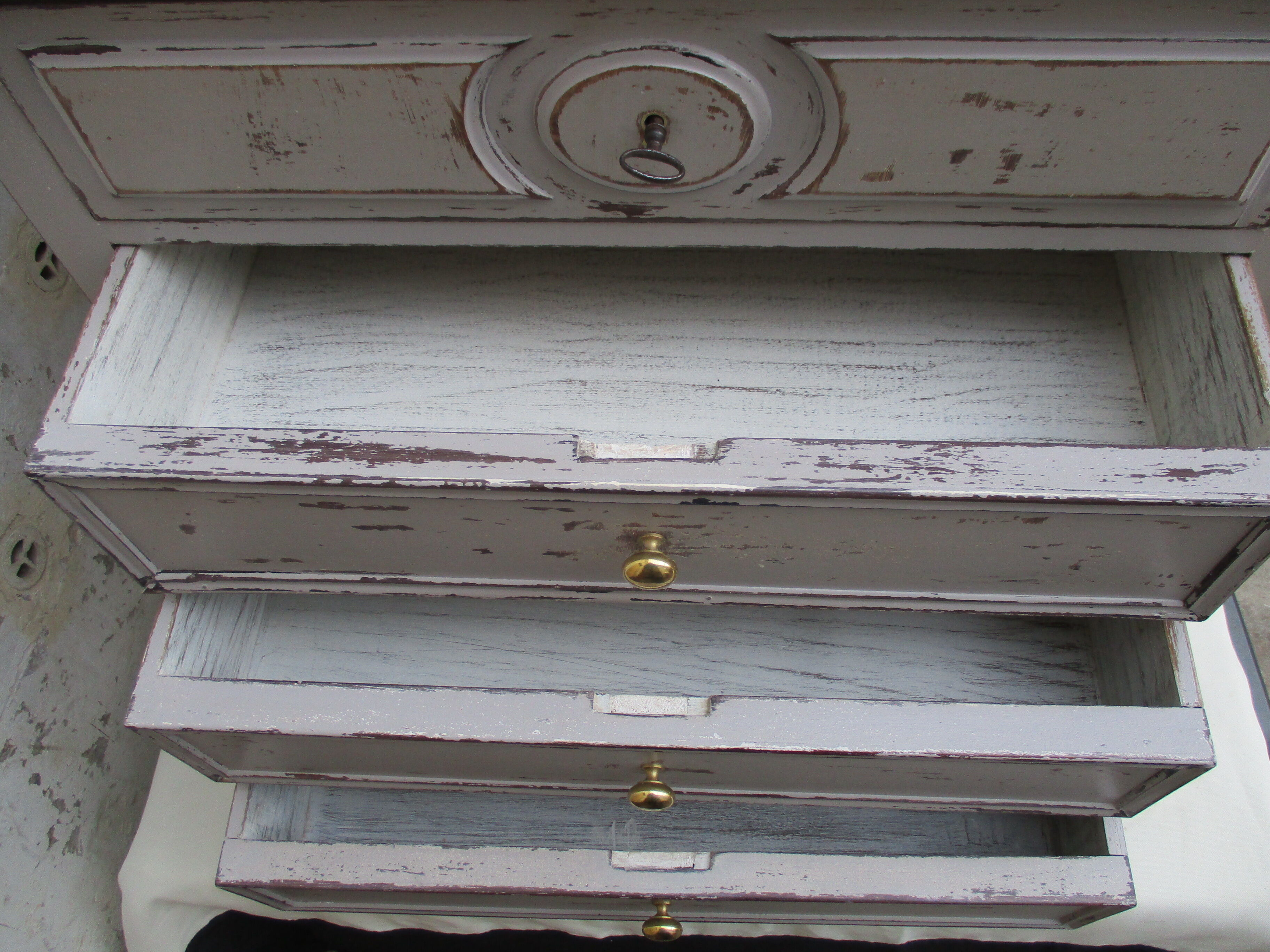 Dresser 19th century gray aged patina