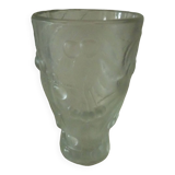 Frosted glass vase with relief cherry decoration