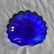 Vintage shell butter dish in stainless steel and cobalt blue glass