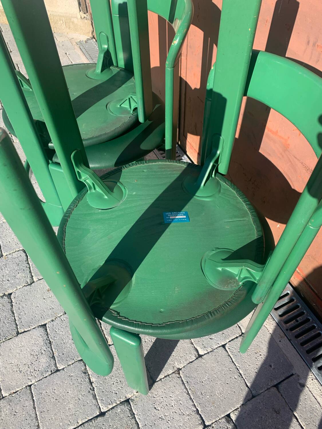 6 Bruno Rey Kush & co Green Stackable Chairs Circa 1970