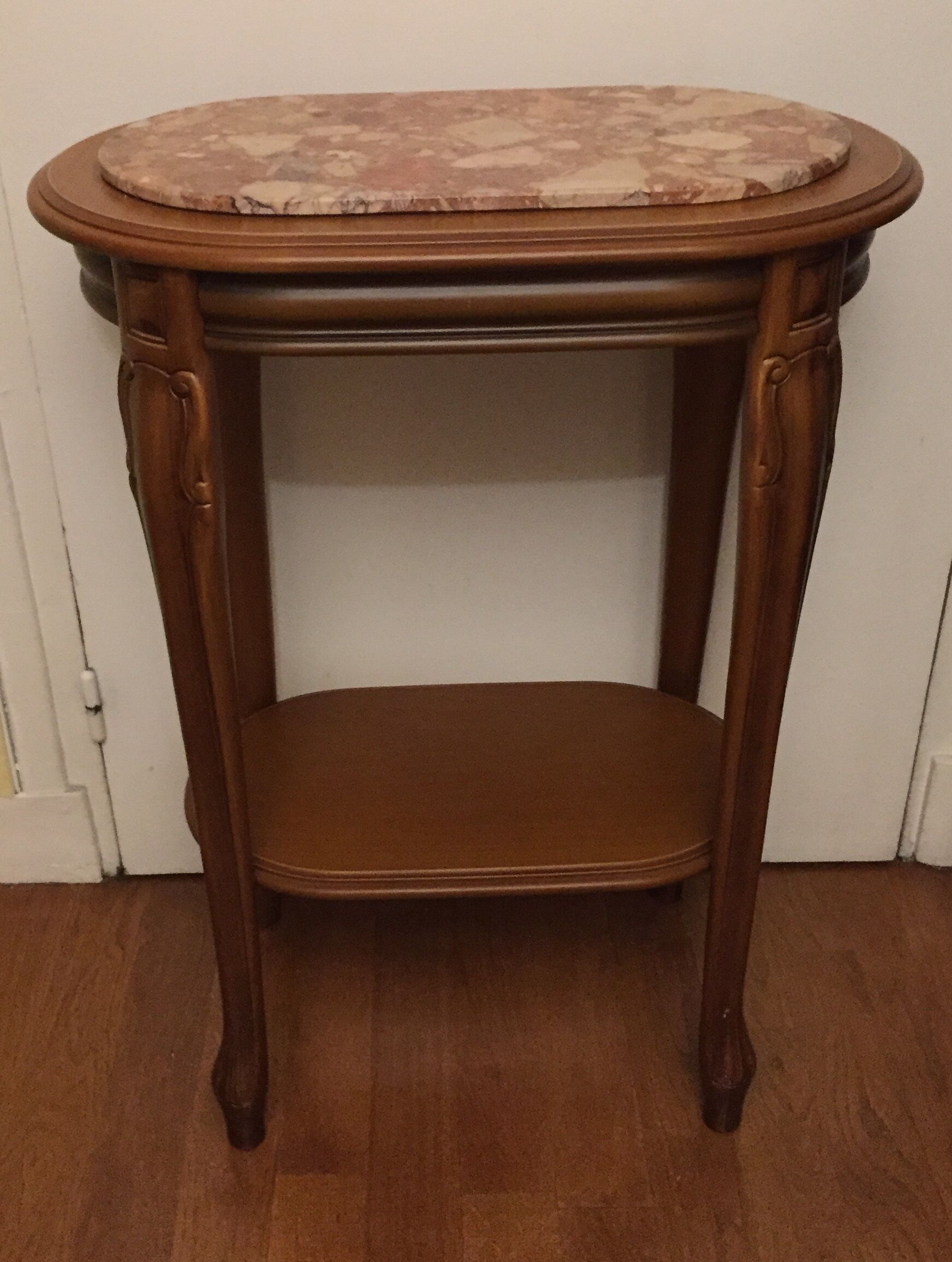 Wooden selet on marble