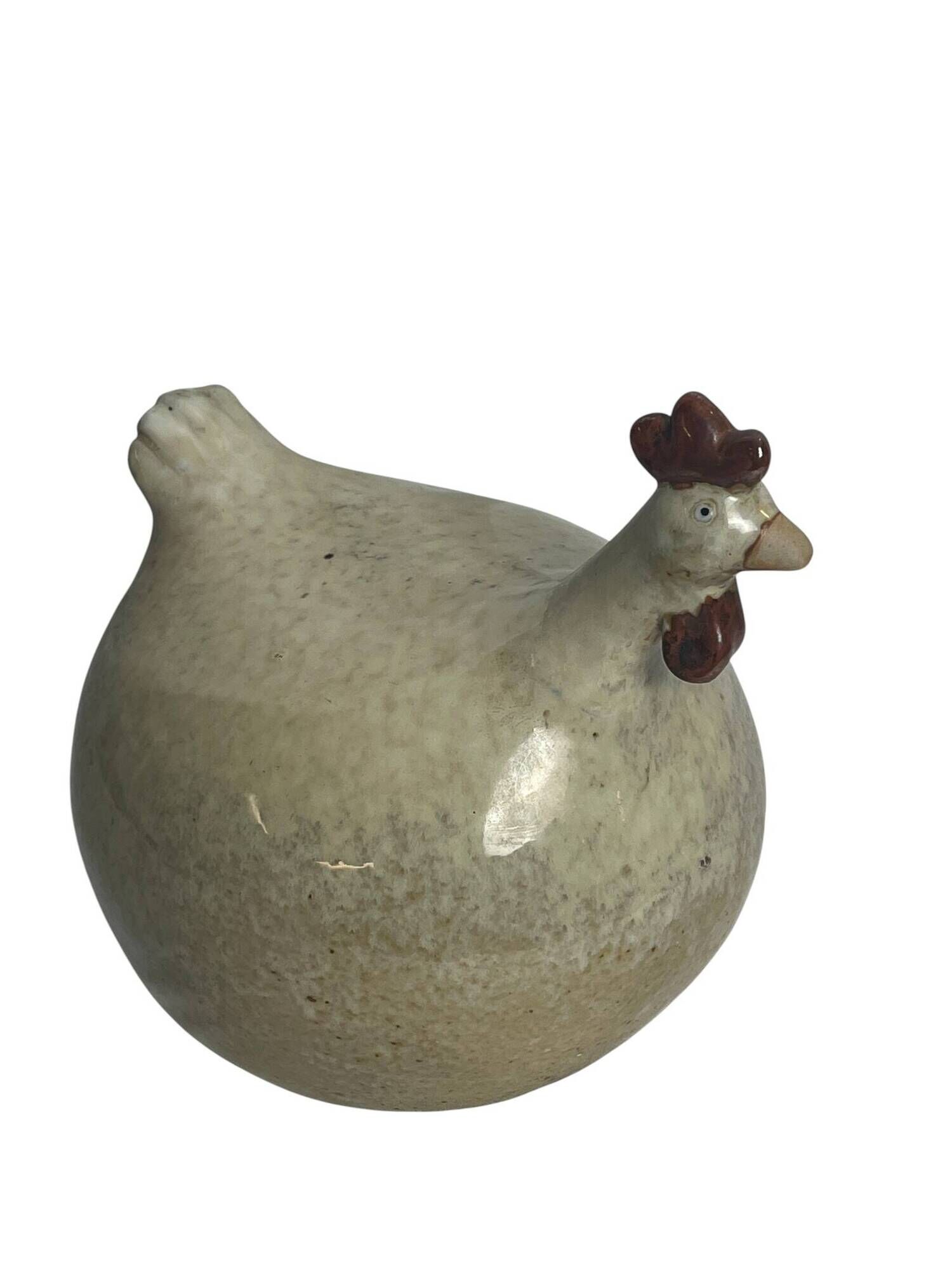 Large beige ceramic hen decoration, 20th century