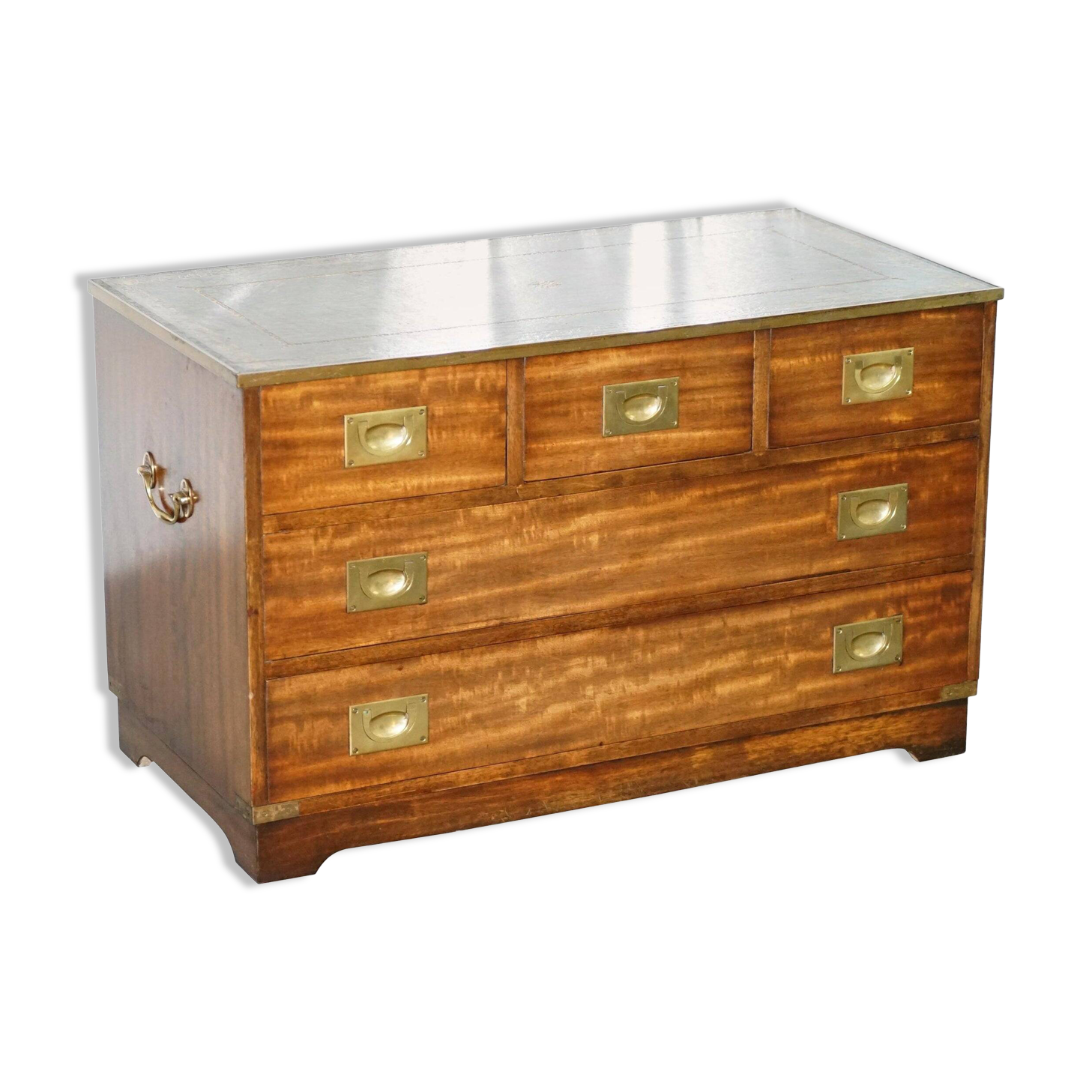 Reprodux Bevan Funnell chest of drawers with a leather top