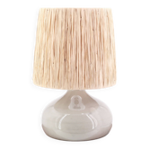 Gray ceramic lamp, raffia lampshade, 1960s