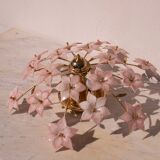 Murano vintage ceiling light pink flowers, 1970s