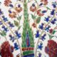 Enamelled plate Keramik decoration of ibiscus, cloisonné enamels, thick, Rhodes Greece