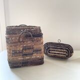 Asian rattan basket with lid 23×18 cm