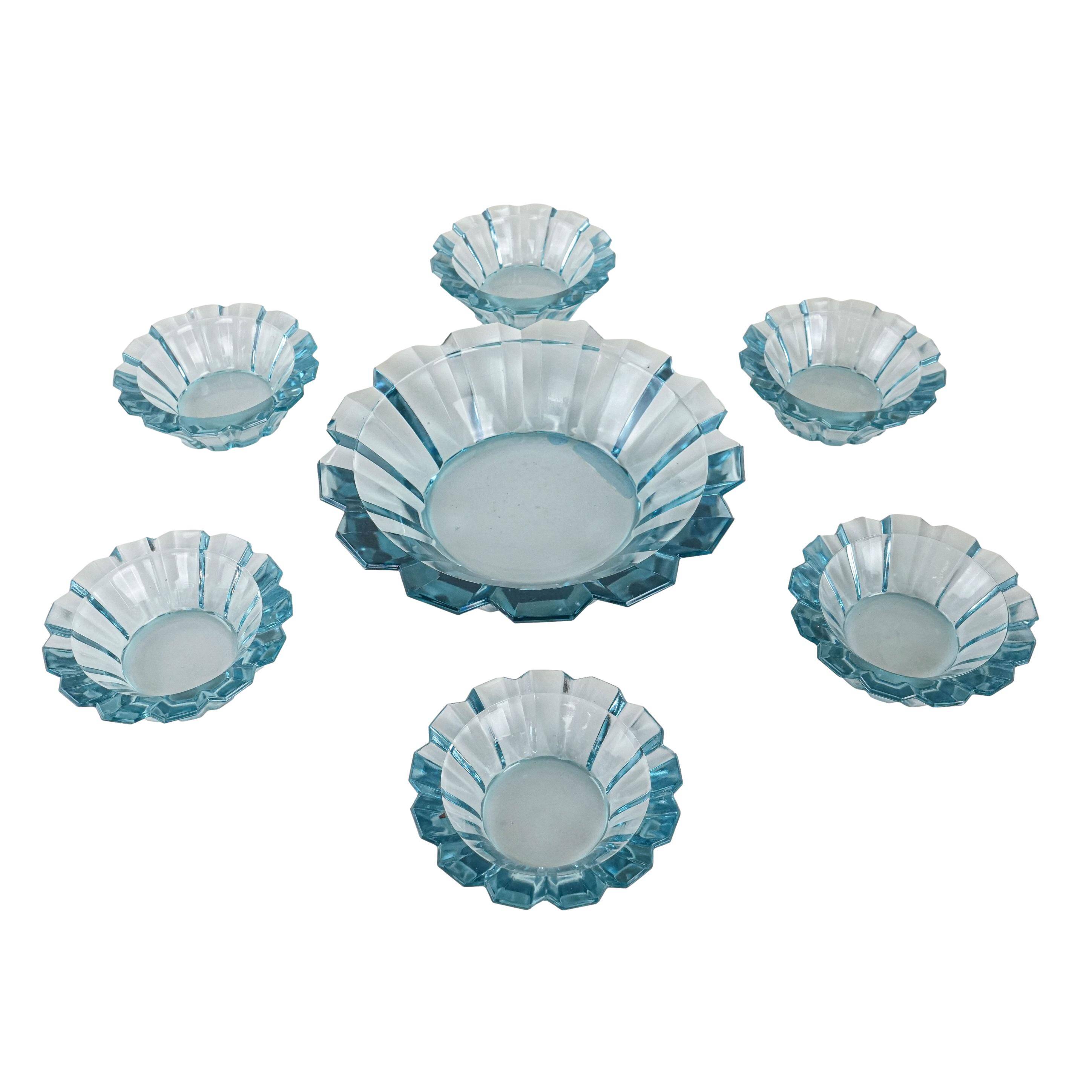 Set of glass bowls, Italian design, 1970s, made in Italy