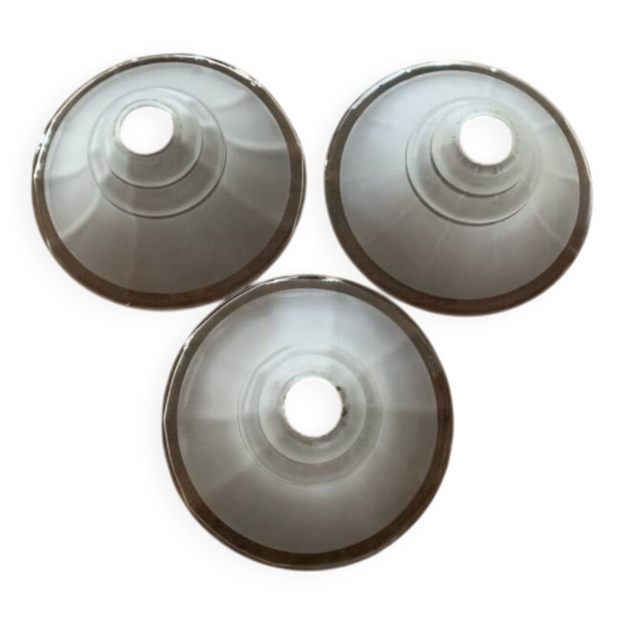 Three glass lampshades