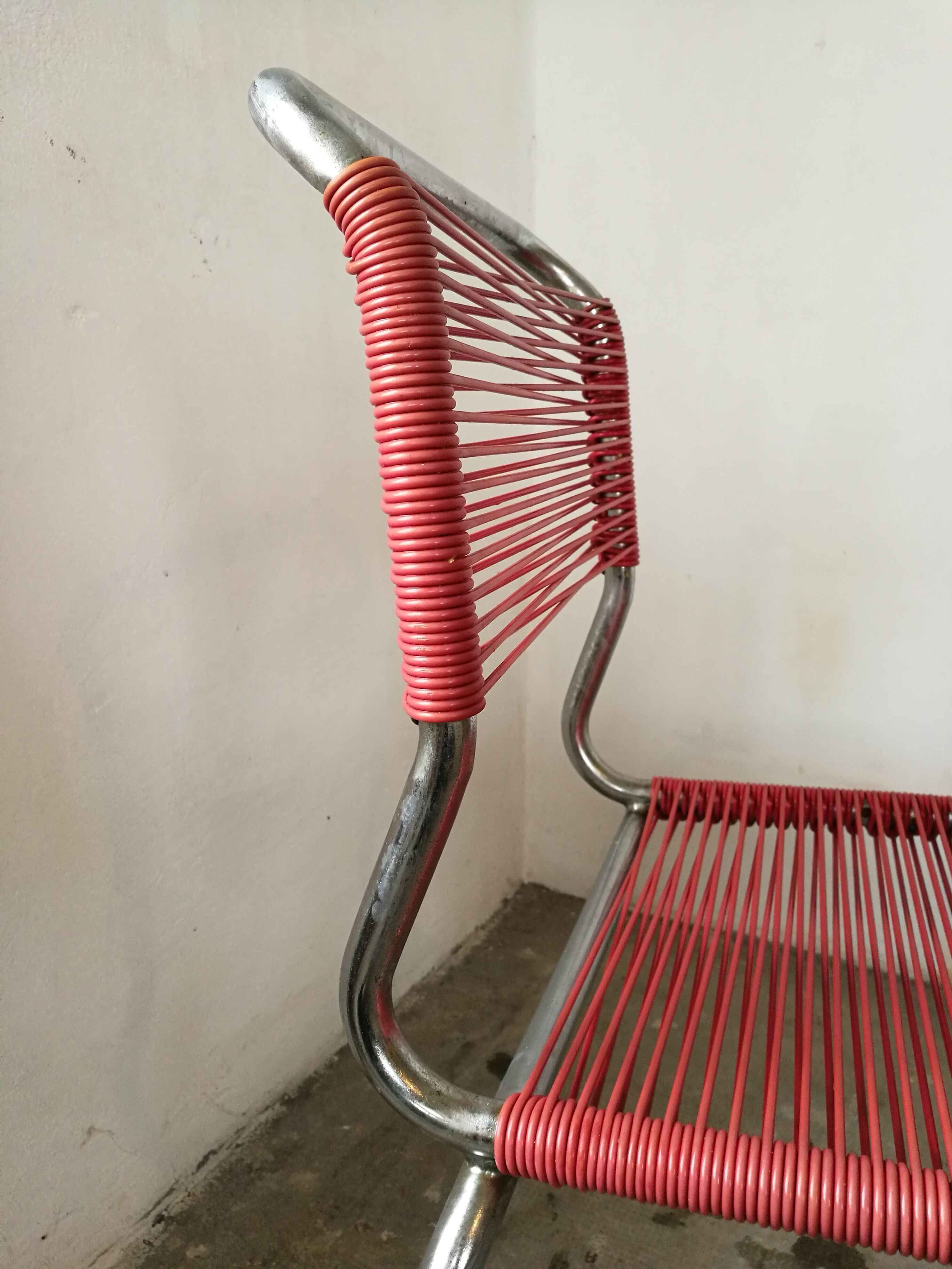 Set of 3 vintage scoubidou chairs