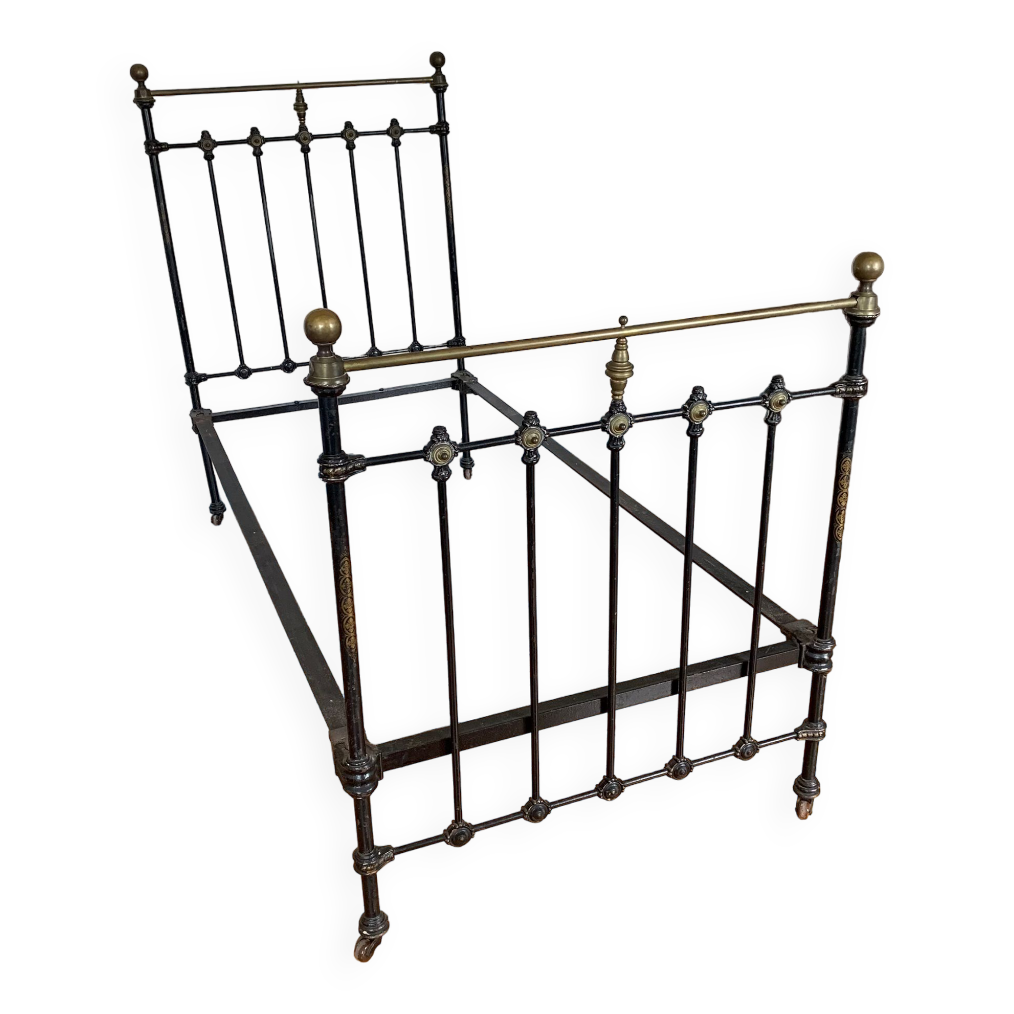 Victorian bed wrought iron and brass