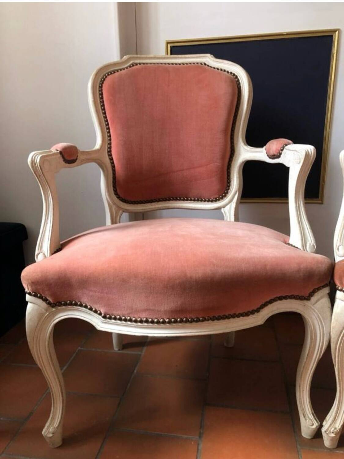 Pair of Louis XV style cabriolet armchairs