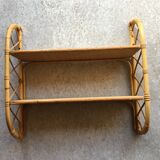 Vintage rattan wall shelf