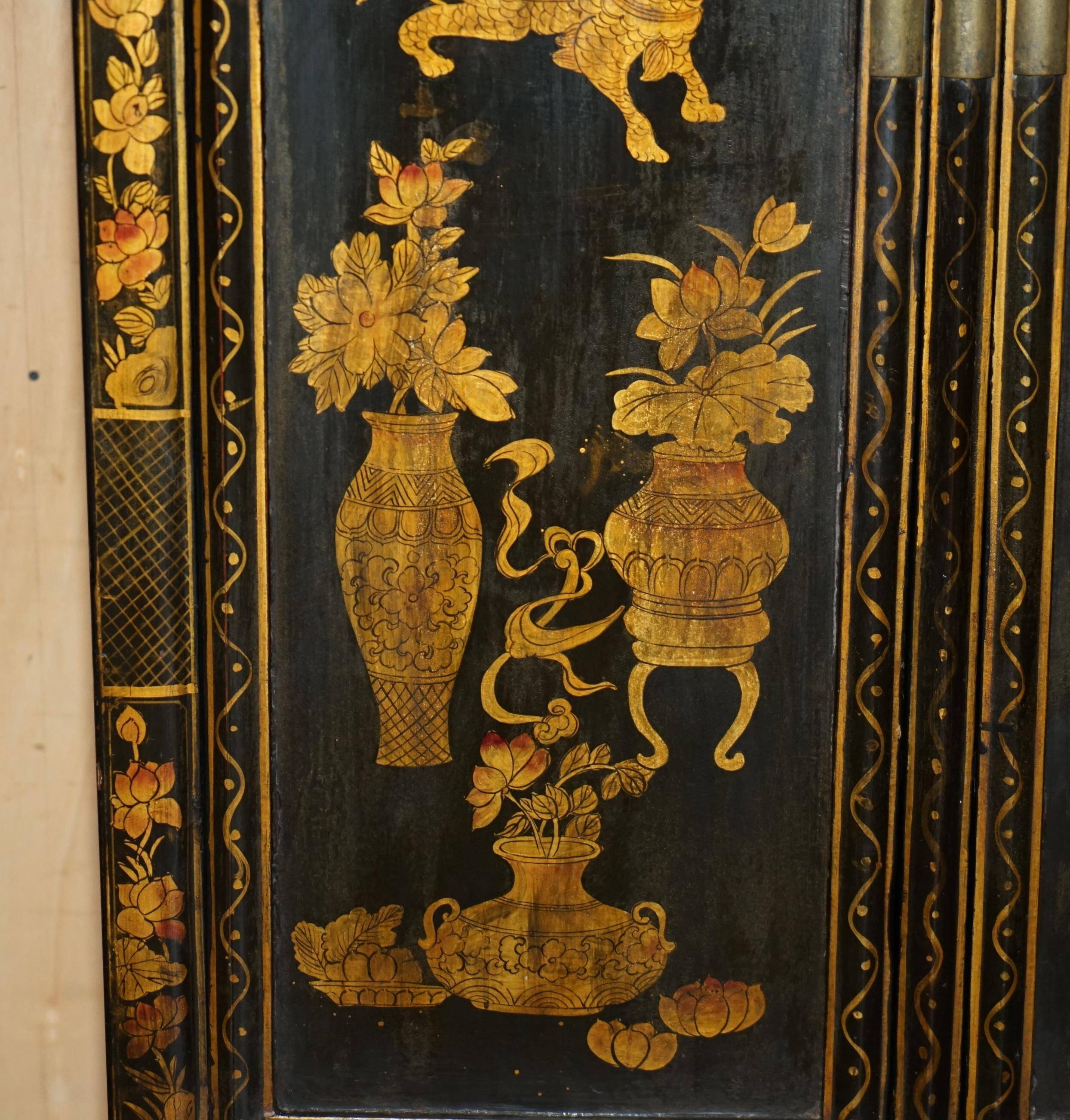 Chinese lacquered wedding cabinet painted circa 1920