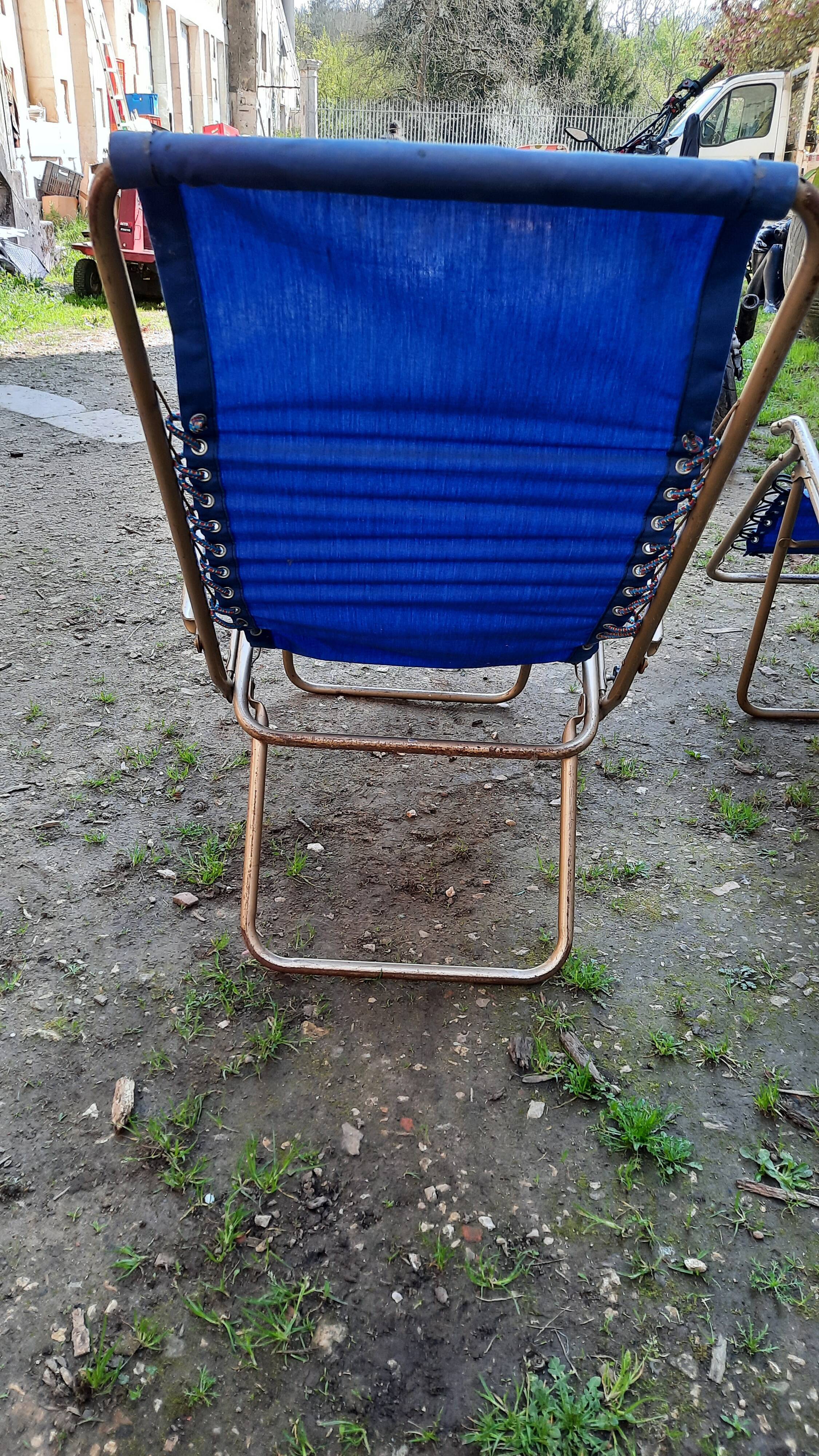 Pair of vintage folding deckchairs