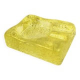 Maxi cendrier en verre jaune transparent et irrégulier