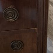 Antique commode with 3 drawers in Empire/Restoration style, with bronze corded handles.