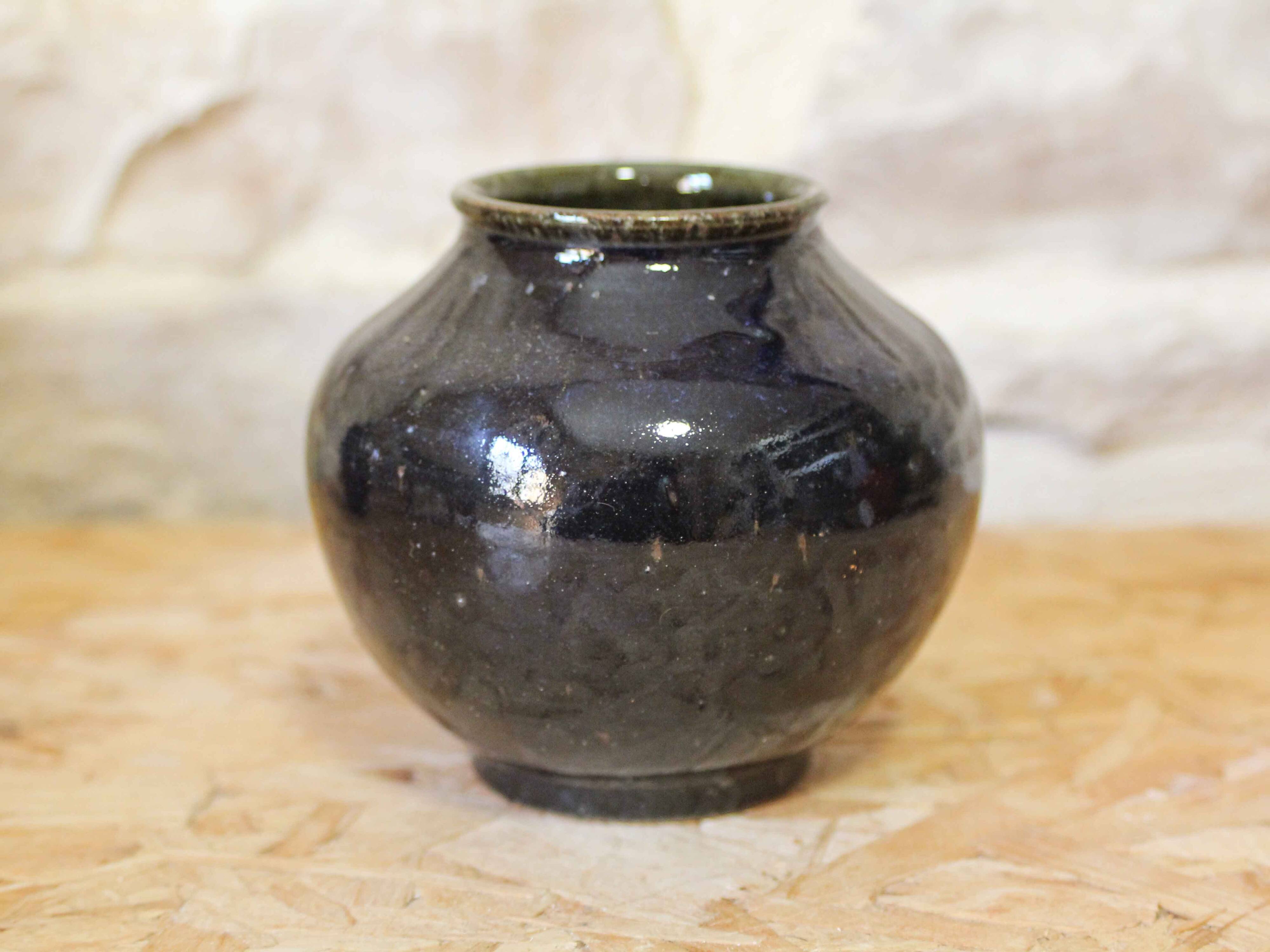 Small glazed stoneware vase signed