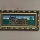 Original woodcut art “Buildings II” by unknown artist, vintage & framed 34×16cm