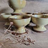 6 footed bowls in glazed honey stoneware, Atelier Saint Simon, vintage